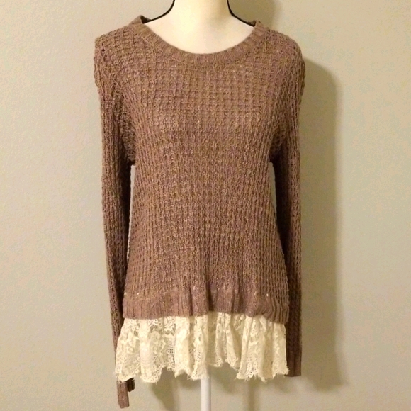 Xhilaration Sweaters - Xhilaration knit sweater with lace bottom